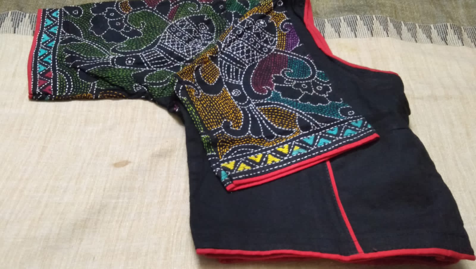 All over Kantha Stitch Blouse (Black)