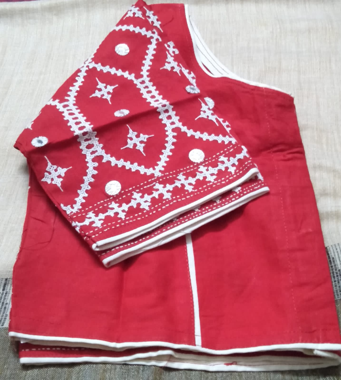 All over Gurjari Stitch Blouse (Red)