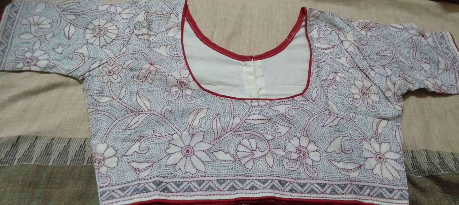 All over Kantha Stitch Blouse (White)
