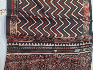 Ajrak Modal silk stole (Red & Black)